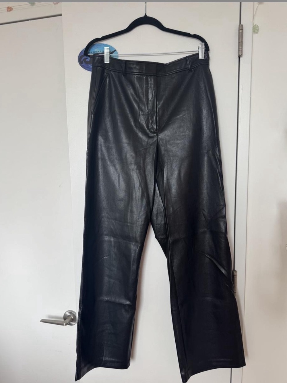 Babaton Command Pant Faux Leather Straight Leg Pants Black Size 14